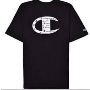 Champion Mens Big C Multi Logo Graphic T-Shirt Black 3XLT New With Tags